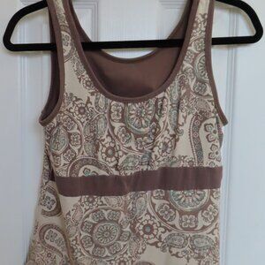 No name brownish paisley cotten workout top, size M